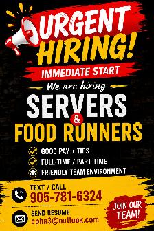 URGENT HIRING  Busy restaurant in Niagara Falls hiring: