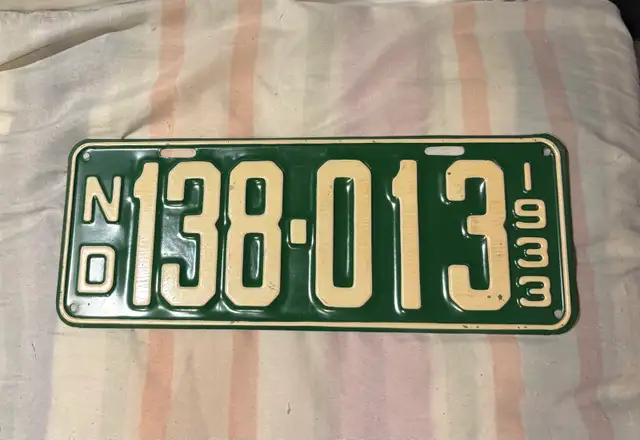 1933 North Dakota license plate