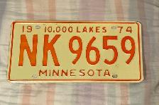 1974 Minnesota license plate
