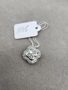 18k White Gold Pendants, Cross with Diamonds, Sapphires - Photo 4