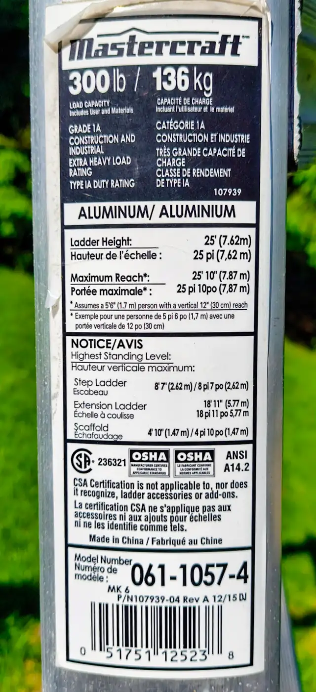Ladder - 25' Aluminium Heavy Duty Multitask Extension