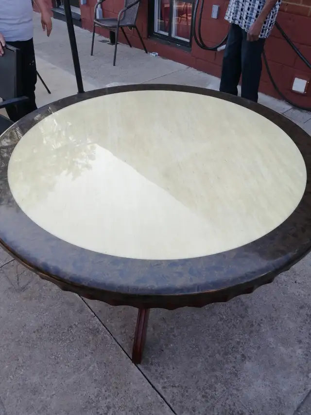 The marble table with rotating top