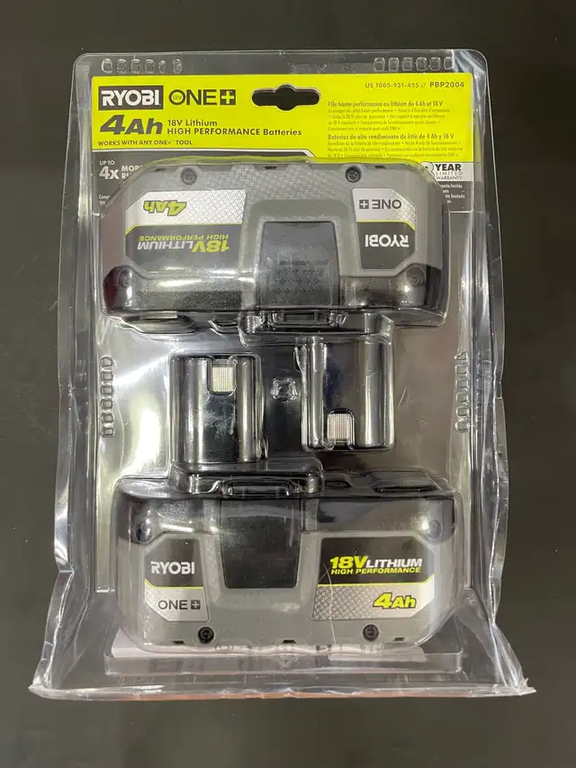 NEW RYOBI PBP2004 4AH 2 PACK BATTERY