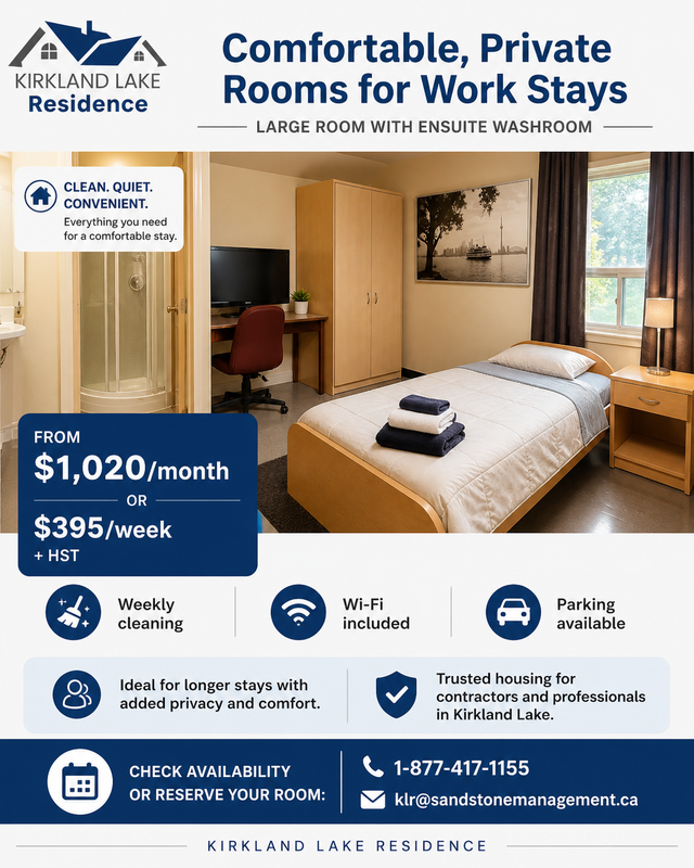 Large Furnished Room with Private Washroom | Contractors Welcome