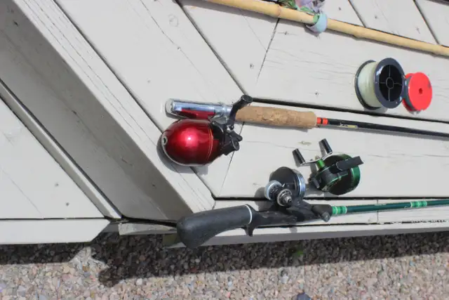 Fishing rods and tackle box.