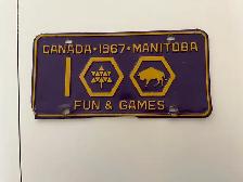 CANADA 1967 MANITOBA LICENSE PLATE