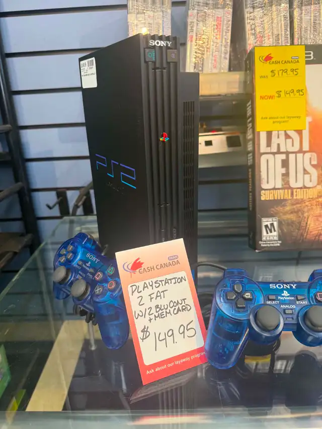 Playstation 2 PHAT w/2 Blue Controllers