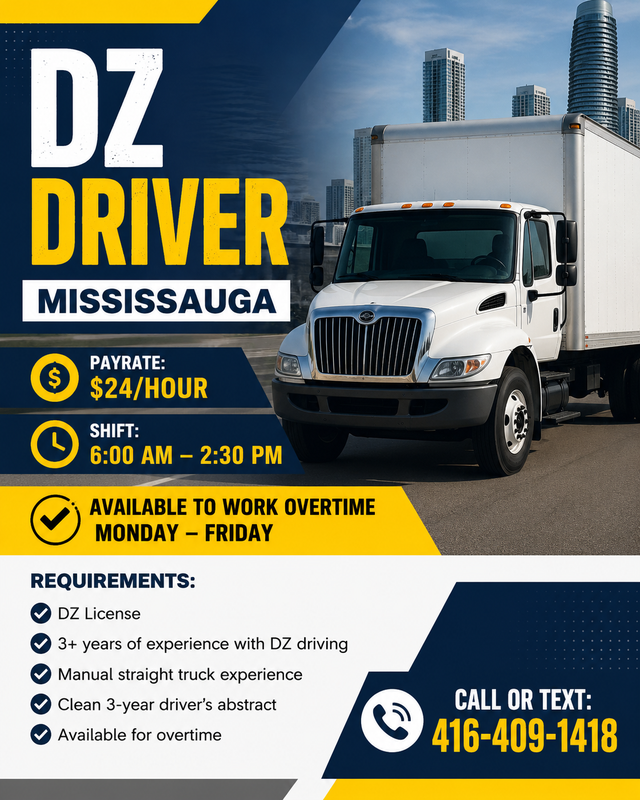DZ DRIVER  - MANUAL Truck – MISSISSAUGA