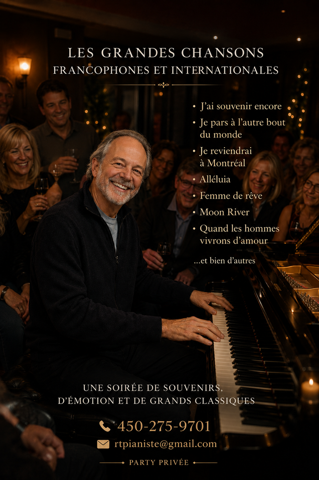 PIANISTE POP, MONTRÉAL, LAVAL ET LES LAURENTIDES