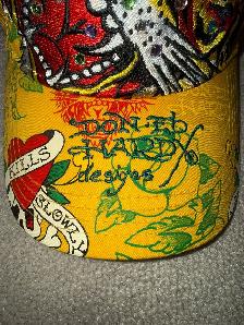 Rare Ed Hardy Tiger Rhinestone Trucker Hat – Yellow Snapback - Photo 5