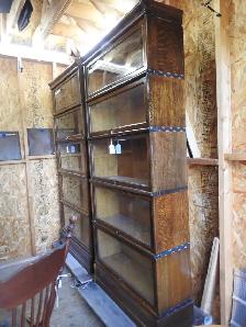 Rare Identical twin Antique barrister bookcases, 5 glass levels - Photo 9