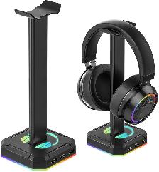 Headphone Stand RGB Lights Gaming Headset Holder with 3 USB Port