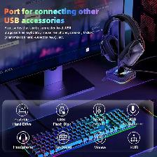 Headphone Stand RGB Lights Gaming Headset Holder with 3 USB Port - Photo 2