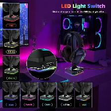 Headphone Stand RGB Lights Gaming Headset Holder with 3 USB Port - Photo 3