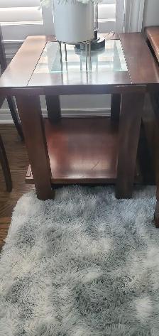 Living Rm Set: 2 Leather Couches, 3 Wooden Tables (PICK-UP ONLY) - Photo 4