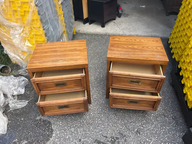 Free delivery used Vintage Oak Nightstands - Pair