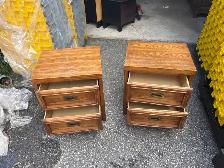 Free delivery used Vintage Oak Nightstands - Pair