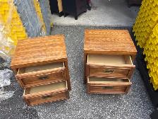 Free delivery used Vintage Oak Nightstands - Pair - Photo 2