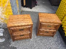 Free delivery used Vintage Oak Nightstands - Pair - Photo 5