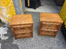 Free delivery used Vintage Oak Nightstands - Pair - Photo 6
