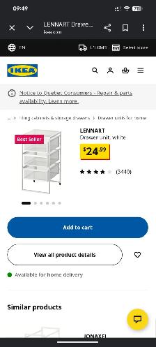 IKEA Lennart white drawer for sale - Photo 3