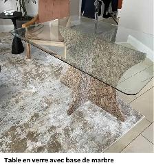 TABLE en vitre base en marbre 8 chaises - Photo 2