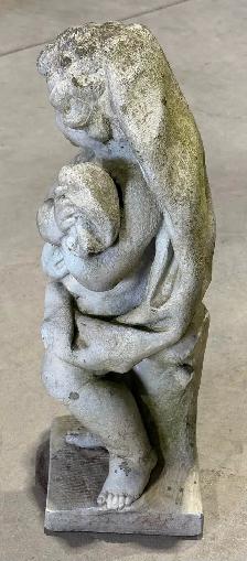 Weathered Concrete Garden Sculpture Depicting A Cherub Figure - Photo 6