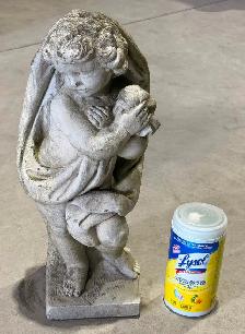 Weathered Concrete Garden Sculpture Depicting A Cherub Figure - Photo 8