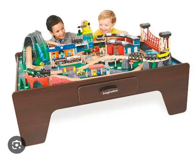 Gently Used Imaginarium Wooden Train Set – Complete & Ready to P