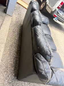 Free delivery used Black Leather 3-Seater Sofa - Photo 3