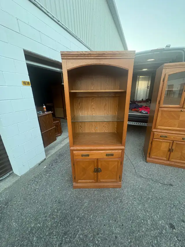Free delivery used Oak Bookcase with Cabinet