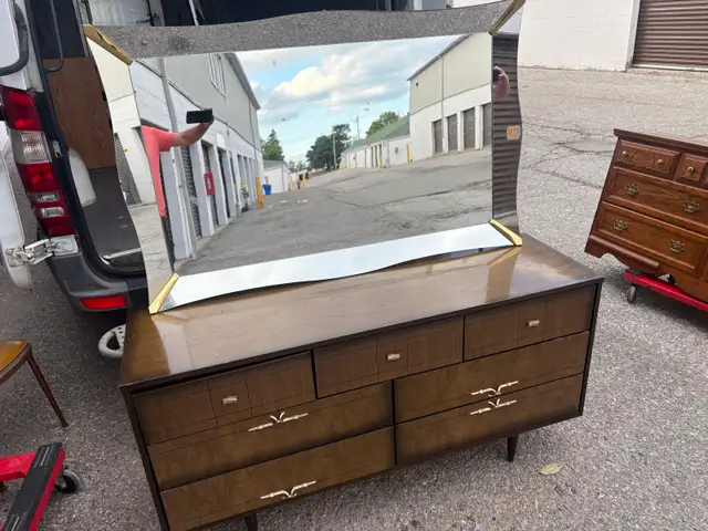 Free delivery used Vintage Wood Dresser with Mirror