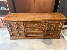 Free delivery used Vintage Oak Dresser with Drawers and Cabinets