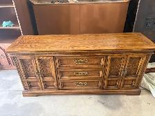 Free delivery used Vintage Oak Dresser with Drawers and Cabinets - Photo 3