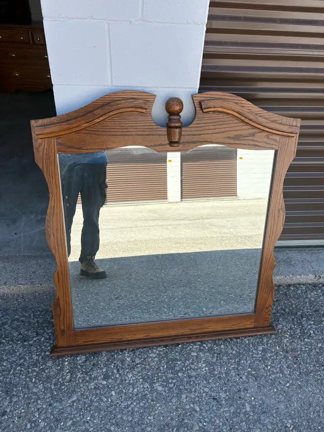 Free delivery used Oak Wood Mirror