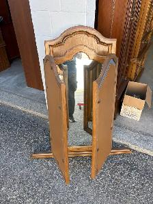 Free delivery used Wooden Tri-Fold Vanity Mirror - Photo 6