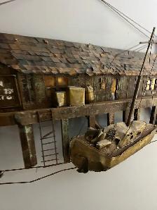 Free delivery used Rustic Metal Fishing Shack and Boat Wall Art - Photo 3