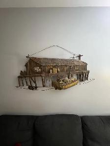 Free delivery used Rustic Metal Fishing Shack and Boat Wall Art - Photo 5