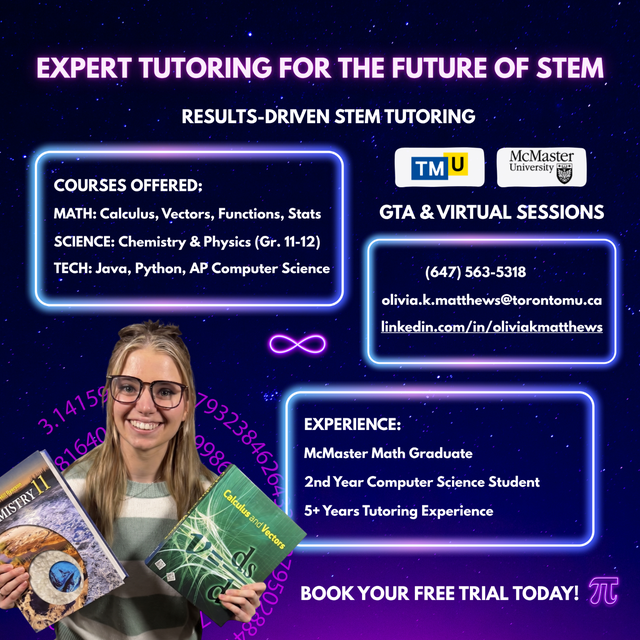 STEM Tutoring by Math Grad & CS Student | First Session Free