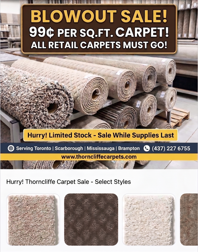 CARPET BLOWOUT SALE! 99¢/sq.ft. Limited Stock