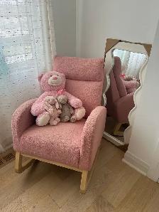 Pink Bouclé Kids Rocking Chair | Nursery & Reading Chair