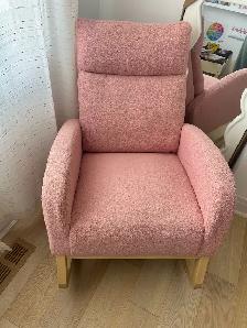 Pink Bouclé Kids Rocking Chair | Nursery & Reading Chair - Photo 3