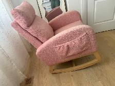 Pink Bouclé Kids Rocking Chair | Nursery & Reading Chair - Photo 4