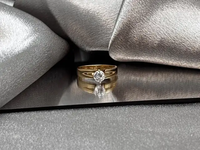 14KT 2 Tone Gold 0.50ct. Solitaire Diamond Ring $1575