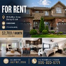 3 BEDROOM HOME FOR RENT IN STONEY CREEK/HAMILTON!