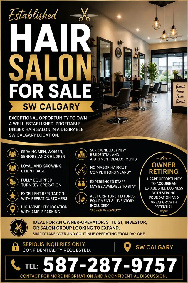 ESTABLISHED HAIR SALON FOR SALE ‍♂️