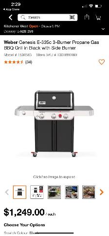 Weber Genesis E-335c 3-Burner Propane Gas BBQ Grill in Black wit