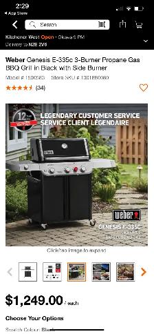 Weber Genesis E-335c 3-Burner Propane Gas BBQ Grill in Black wit - Photo 3