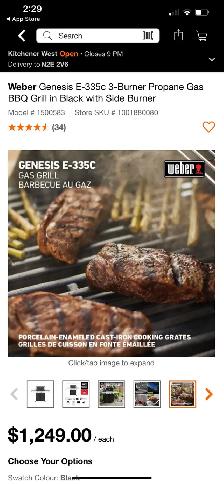Weber Genesis E-335c 3-Burner Propane Gas BBQ Grill in Black wit - Photo 5