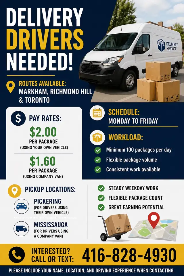 Delivery Drivers Needed